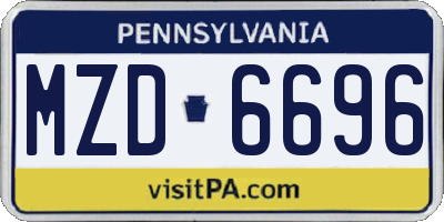 PA license plate MZD6696