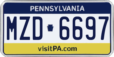 PA license plate MZD6697