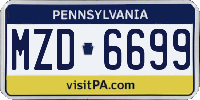 PA license plate MZD6699