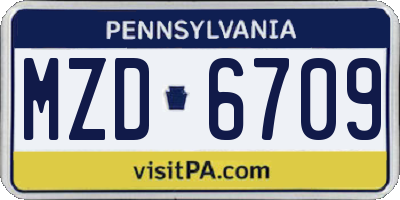 PA license plate MZD6709