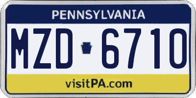 PA license plate MZD6710