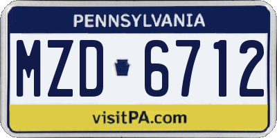 PA license plate MZD6712