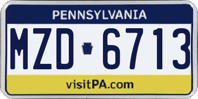 PA license plate MZD6713