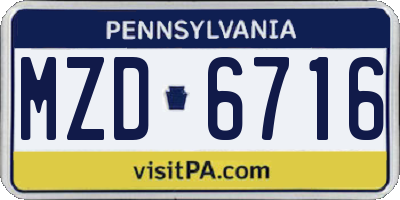 PA license plate MZD6716
