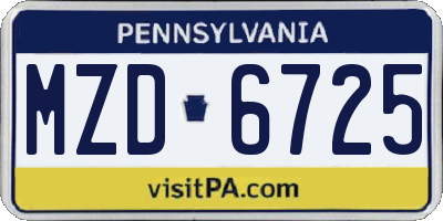 PA license plate MZD6725