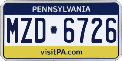PA license plate MZD6726