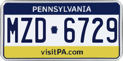 PA license plate MZD6729
