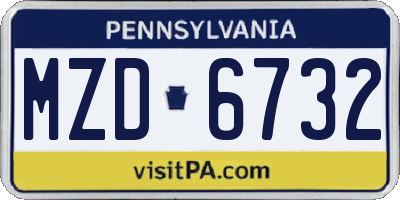 PA license plate MZD6732