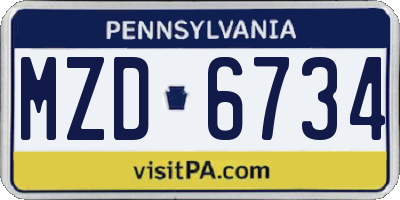 PA license plate MZD6734