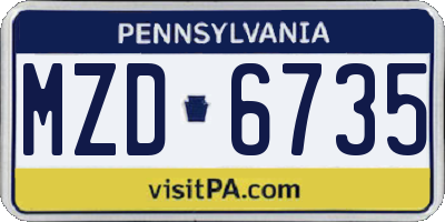 PA license plate MZD6735