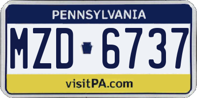 PA license plate MZD6737