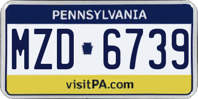 PA license plate MZD6739