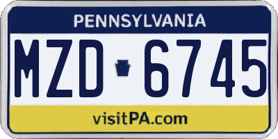 PA license plate MZD6745