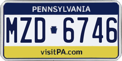 PA license plate MZD6746