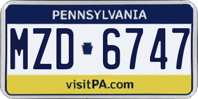 PA license plate MZD6747