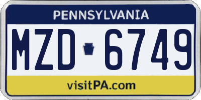PA license plate MZD6749