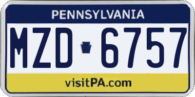 PA license plate MZD6757