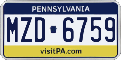 PA license plate MZD6759
