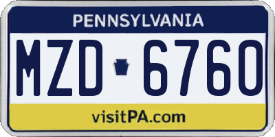PA license plate MZD6760