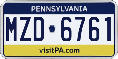 PA license plate MZD6761