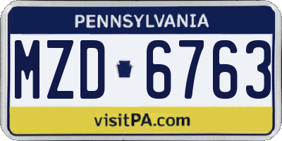 PA license plate MZD6763