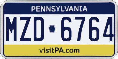 PA license plate MZD6764