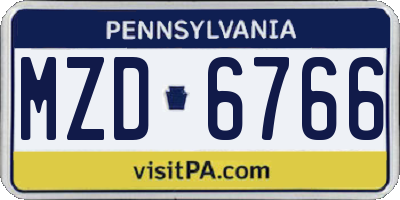 PA license plate MZD6766