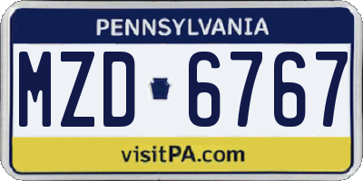 PA license plate MZD6767