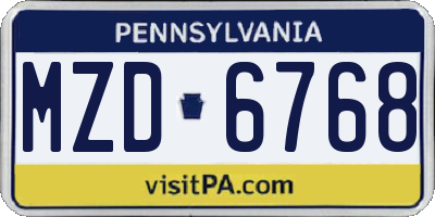 PA license plate MZD6768