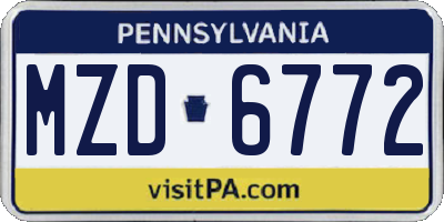 PA license plate MZD6772