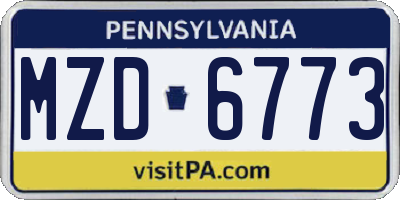 PA license plate MZD6773