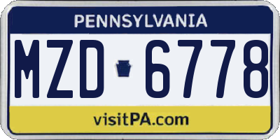 PA license plate MZD6778