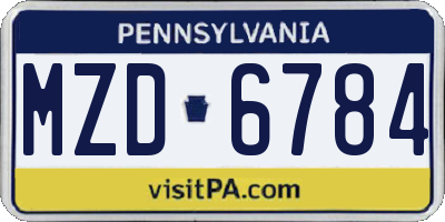 PA license plate MZD6784
