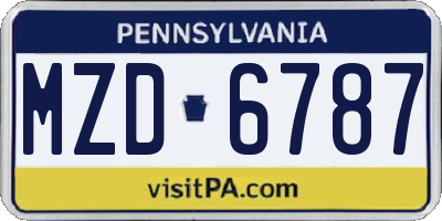 PA license plate MZD6787
