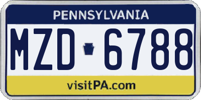 PA license plate MZD6788