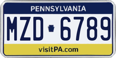 PA license plate MZD6789