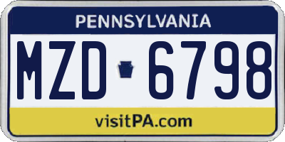 PA license plate MZD6798