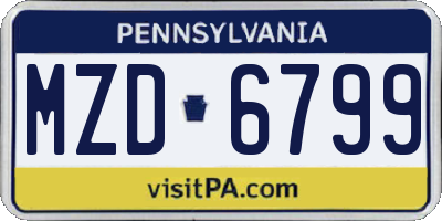 PA license plate MZD6799