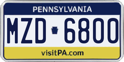 PA license plate MZD6800