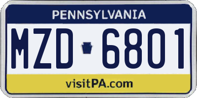 PA license plate MZD6801