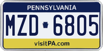 PA license plate MZD6805