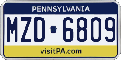 PA license plate MZD6809