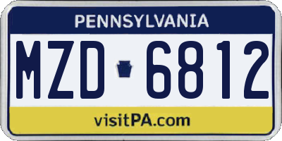 PA license plate MZD6812