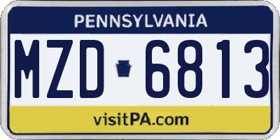 PA license plate MZD6813