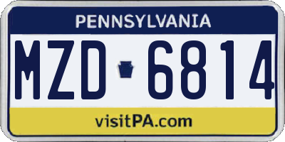 PA license plate MZD6814