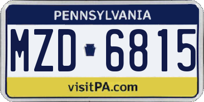 PA license plate MZD6815