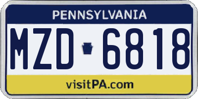 PA license plate MZD6818