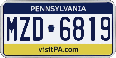 PA license plate MZD6819