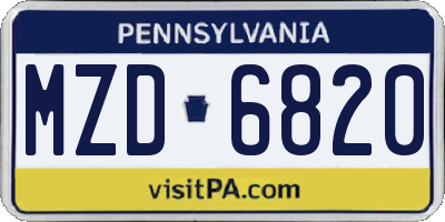 PA license plate MZD6820