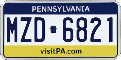 PA license plate MZD6821